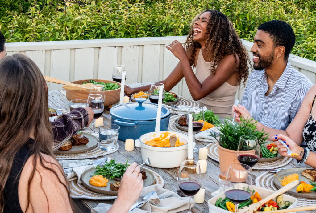 Group of friends enjoying feast