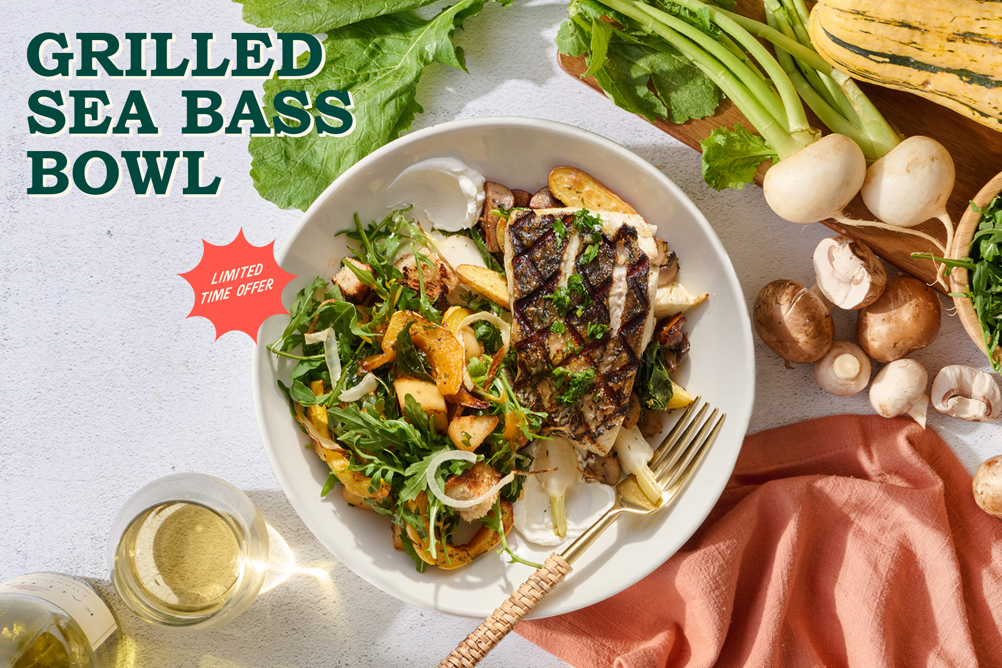 grilled seabass bowl